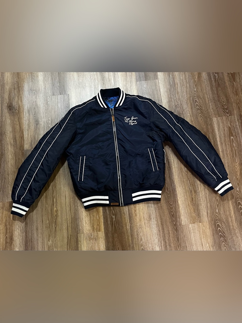 Top Gun Flying Legend Reversible Bomber Jacket 2XL Navy Blue MA-1 Flight Aviator